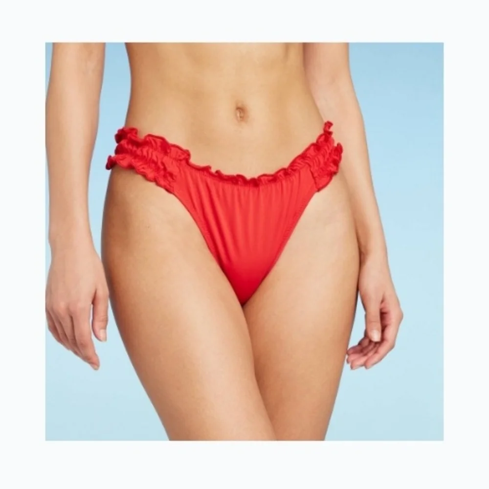 Red Ruffle Bikini Bottom - Picture 1 of 4